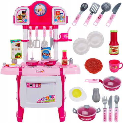  KITCHEN WITH CLOCK FOR CHILDREN STOVE ACCESSORIES OVEN CUTLERY PANS