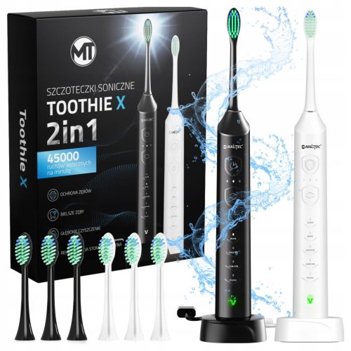  2x electric sonic toothbrush, set with 6 heads and charger