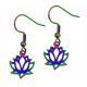  Surgical steel earrings holo colorful LOTUS FLOWER hanging