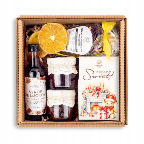  GIFT SET CHRISTMAS coffee tea mini jam x2 syrup cinnamon SMALL CARD