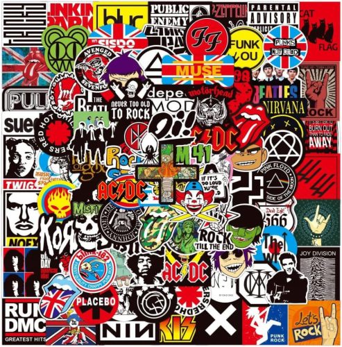  Rock an Roll Laptop Stickers, 100 pcs, Vinyl, Laptop Sticker Set