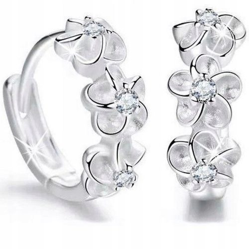  SILVER EARRINGS FLOWERS HOOPS FOR CHILDREN