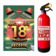  FIRE EXTINGUISHER AND BIRTHDAY CARD WITH PRESCRIPTION BOY'S 18TH BIRTHDAY VODKA BOTTLE