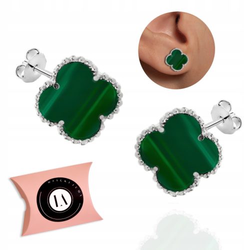  Silver malahit clover earrings, 925 silver LAPRII