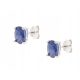  SILVER SAPPHIRE EARRINGS NATURAL 7x5 RHODIUM PLATED GIFT