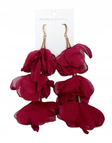  Long silk earrings 3 flowers Blossom
