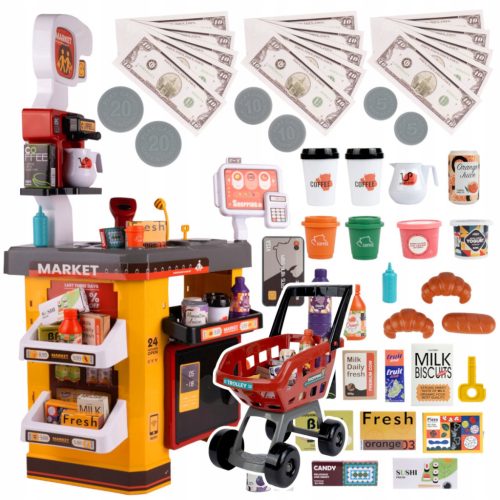  Large supermarket store CONFECTIONERY CAFÉ for children XXL + trolley products