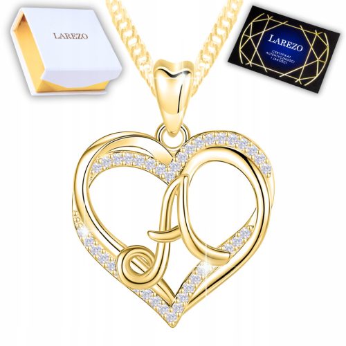  Gold Necklace 14K Heart with Letter Silver 925 Love Letter A Gold Plated 585