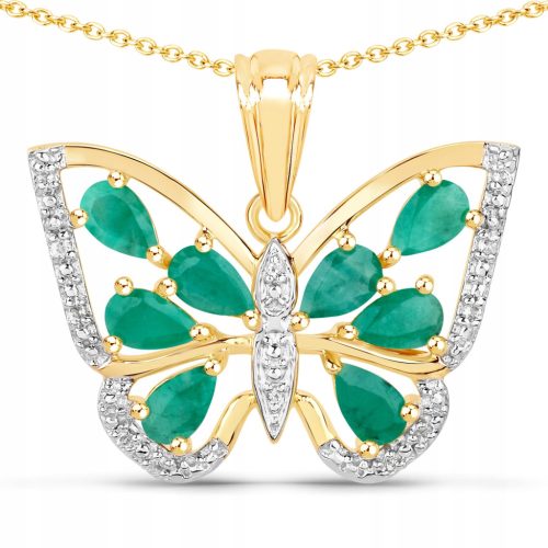  GOLD PLATED NATURAL EMERALD ZIRCON PENDANT