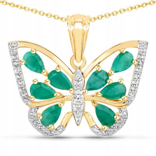  GOLD PLATED NATURAL EMERALD ZIRCON PENDANT