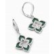  Silver earrings, hanging, large four-petal flower 2, dark green