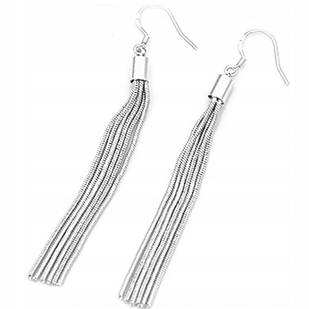  Silver Earrings Long Fringe Hanging 115mm