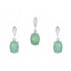  RHODIUM-PLATED SILVER SET EMERALD NATURAL GIFT