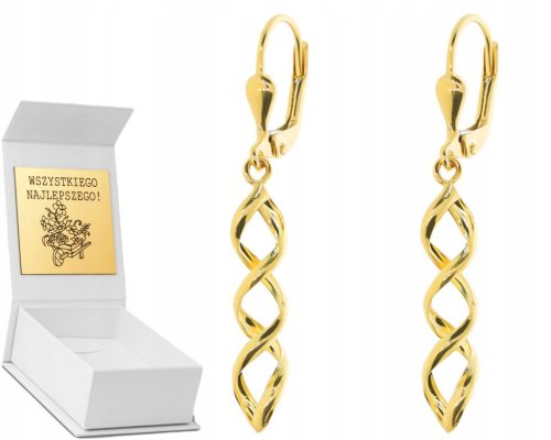  GOLD TWISTED HANGING EARRINGS IN 585 GOLD GIFT FOR A WOMAN