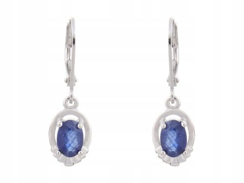  HANGING SILVER EARRINGS RHODIUM-PLATED NATURAL SAPPHIRE