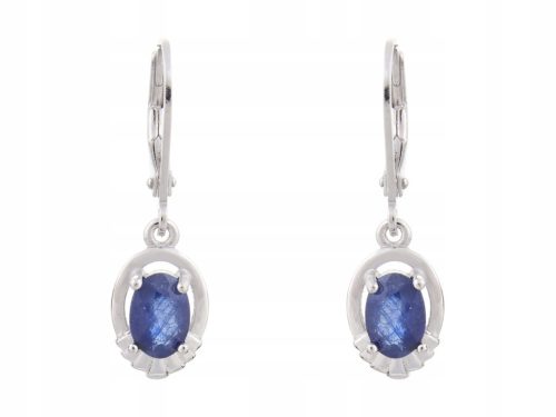  HANGING SILVER EARRINGS RHODIUM-PLATED NATURAL SAPPHIRE