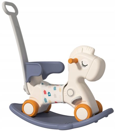  Rocking horse with wheels and pusher Blue