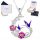  Silver Necklace Colorful Crescent Flowers Birds with Enamel SILVER 925