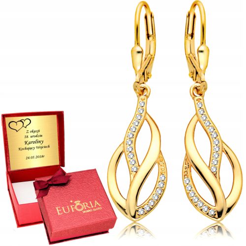  Gold Earrings 925 Hanging for Women Engraving