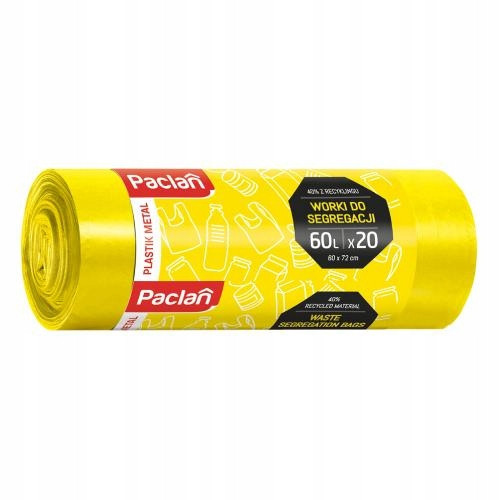  Garbage bags for plastic PACLAN Garbage bags for segregating plastic YELLOW 60 l, 20 pcs 60l 20 pcs