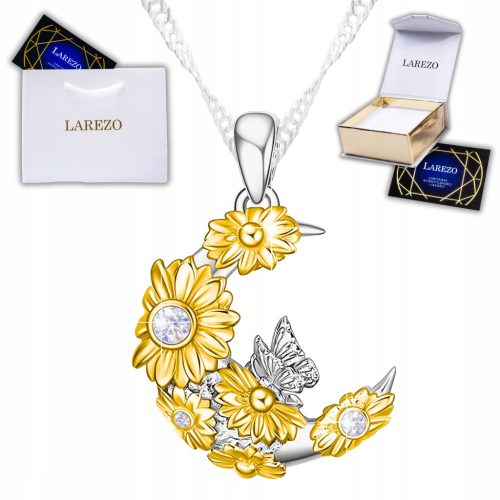  Silver Necklace with Moon 925 Crescent Butterfly Sunflower Gold Plated 585