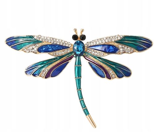  -% GOLDEN COLORFUL DRAGONFLY BROOCH