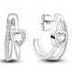  Silver earrings double semicircle S925 heart zircons FREE