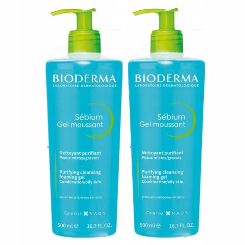 Bioderma Sebium Foaming Face Wash Gel - Antibacterial 2x500ml