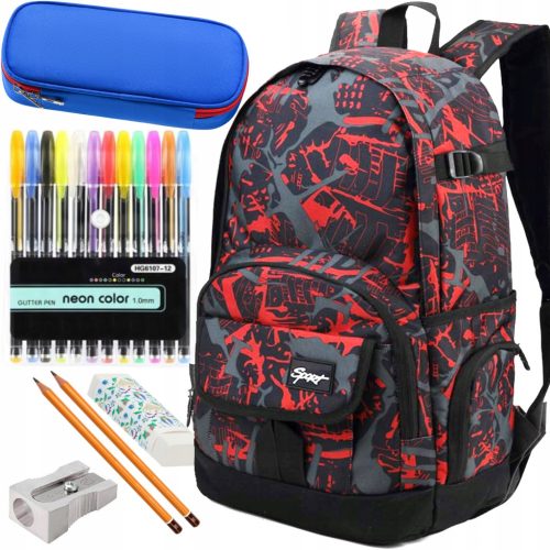 Durable Multi-Compartment GRAFFITI School Backpack with Unique Design and Free Pencil Case