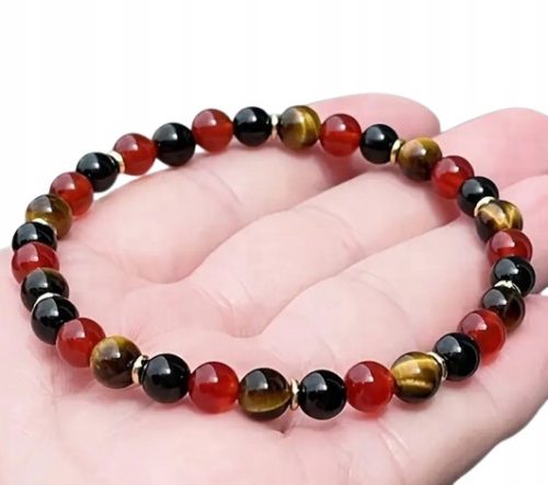  TRIPLE PROTECTION bracelet stones TOURMALINE CARNELIAN TIGER'S EYE