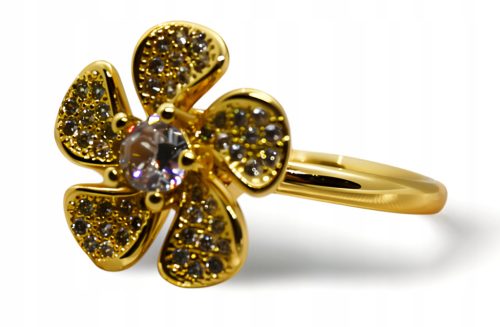  GOLD ANTI-STRESS RING with rotating flower