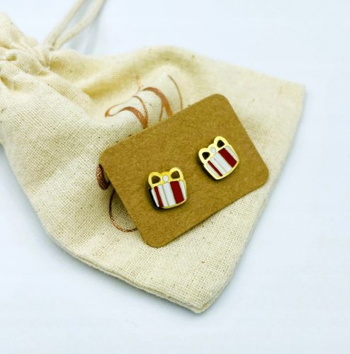  Enameled Christmas stud earrings gift surgical steel CollierKa