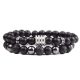  MEN'S BRACELET SET 2IN1 STONE ONYX HEMATITE LAVA STEEL 316L