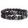  MEN'S PANTHER BRACELET SET 2IN1 STONE ONYX HEMATITE LAVA STEEL 316L