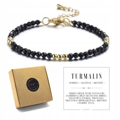  Women's bracelet with BLACK TOURMALINE closure, natural stones + box