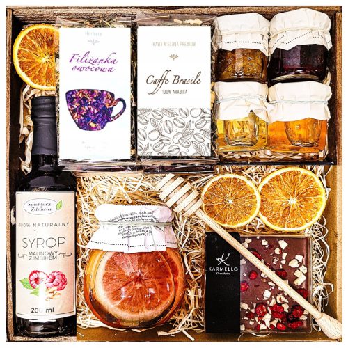  GIFT BASKET GIFT GIFT HONEY SYRUP CHOCOLATE TEA COFFEE RASPBERRY