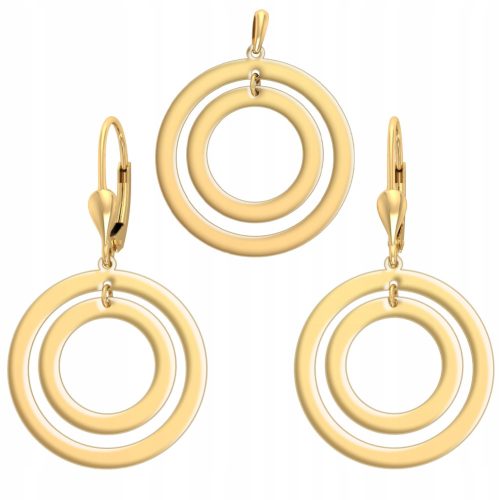  Gold jewelry set CIRCLES earrings and pendant pr.585 geometric circles