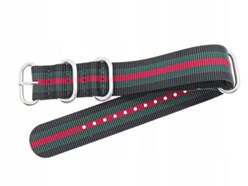  TEKLA N183 18mm NATO WEBBING BELT BLACK GREEN RED UNISEX SMOOTH