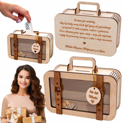  MONEY BOX for 18th GIFT for birthday EIGHTEEN gift SOUVENIR engraving