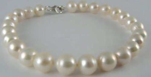  Bracelet natural white pearls 7.5 mm + silver