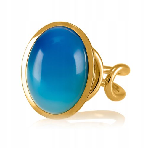  GOLD PLATED SILVER RING WITH BLUE AGATE