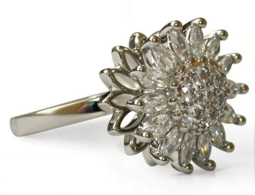  SILVER ANTI-STESS RING with rotating sunflower surgical steel