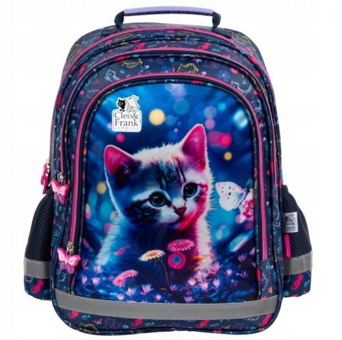 DERFORM Youth School Backpack for Girls with Cute Kitty Design