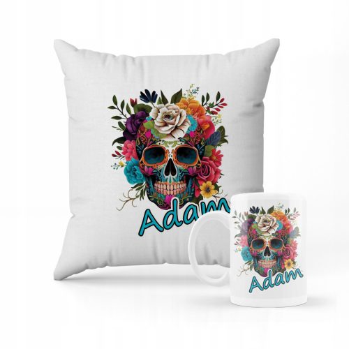  PILLOW + MUG SET GIFT FOR CHILD SKULL BOHO los Muertos + NAME