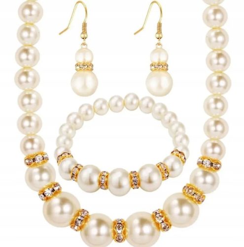  SET - NECKLACE, BRACELET, EARRINGS - PEARLS