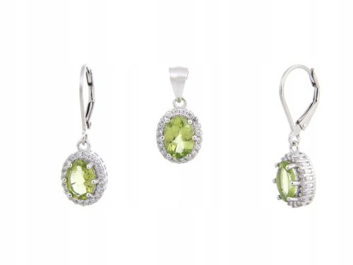  RHODIUM-PLATED SILVER SET COLOR+WIS PERIDOT NATURAL