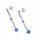  LONG EARRINGS 4 cm RHODIUM PLATED SILVER 925 BLUE OPAL ZIRCONIA STUD