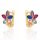  585 gold earrings flowers with colored stones