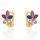  585 gold earrings flowers with colored stones