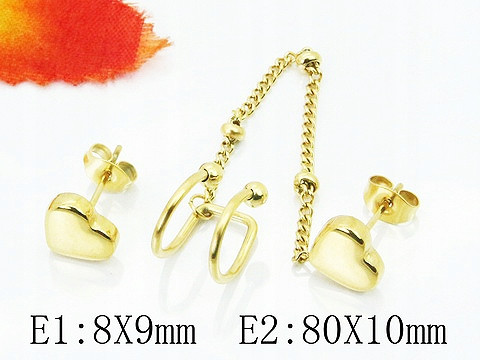  Surgical steel earrings ear cuff gold heart chains gift studs